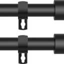 Black Curtain Rods for Windows 28 to 48 Inch,2 Pack 5/8 Inch Diameter Small Curtain Rod Set,Heavy Duty Drapery Rods with Brackets for Bedroom, Living Room, Kitchen,Patio