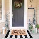 CAINANEL Black and White Striped Outdoor Rug 27.5X 43 inches Front Door Mat Hand-Woven Cotton Indoor/Outdoor for Layered Mats,Welcome Mat, Porch,Farmhouse,Kitchen,Entry Way