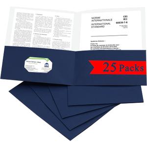 Zzrywuty 25 Packs Paper Folders with Pockets for Students,Businessmen and Office Workers,Letter Size,Two Pocket Folders with Card Slot for Office,Business,School Supplies (Royal Blue)
