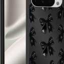 Cute Bow Phone Case for Google Pixel 10 Pro XL 6.8", Aesthetic Coquette Black Ribbon Bowknot Pattern Print Design Case Soft Slim Shockproof TPU Protective Funda Cover for Women Girls