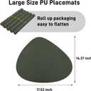 PU Faux Leather Thick Wipeable Waterproof Placemats Set of 4, Washable Oil-Proof, Wrinkle Free Kitchen Dining Table Mats, Deep Green/Grey