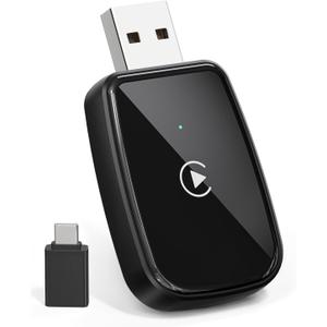 Mini Wireless CarPlay Adapter for Apple iPhone Only, Convert Wired CarPlay to Wireless with USB-A to USB-C Adapter, Stable Control & No Delay Latency, Black