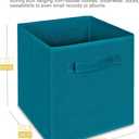 MaidMAX Cloth Storage Bins, Set of 6 Foldable Collapsible Fabric Cubes Organizers Basket with Dual Handles, Teal