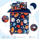 SANDJEST Sports Bedding Sets for Boys, Ultra Soft Microfiber Comforter Bed Set with 3-Pieces, Comforters Sets for Kids Children Boy Bedroom Decor