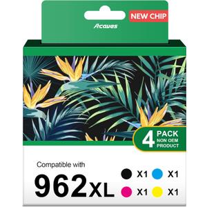 962XL 962 XL Ink Cartridges for HP Printers Replacement for HP 962XL Ink Cartridges Combo Pack HP962 Work for HP Officejet Pro 9010 9015 9018 9020 Printers, Black and Color