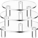 3 Pcs Round Acrylic Display Riser Clear Round Stands Clear Pedestal Riser Board for Cake Plant Dessert Jewelry Collectibles Cupcakes Figures Organizer Home Decor Wedding Birthday Party(5'',6'',8'')
