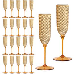 XUWAIDSGN 24 Pack Brown Detachable 2 piece Champagne Flutes 5.5 Oz Unbreakable Plastic Mimosa Disposable Champagne Glasses Drinking Cups Stemmed Reusable Wine Toasting Glasses for Wedding (24, Brown)