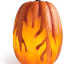 Halloween LED Pumpkin Lights Battery Operated Flame Pumpkin Decoration Outdoor 3D Lighted Pumpkins Jack-O-Lantern Fall Pumpkins Resin Light Up Pumpki Figurine for Garden Decor (1, L-9.84*5.91inch)