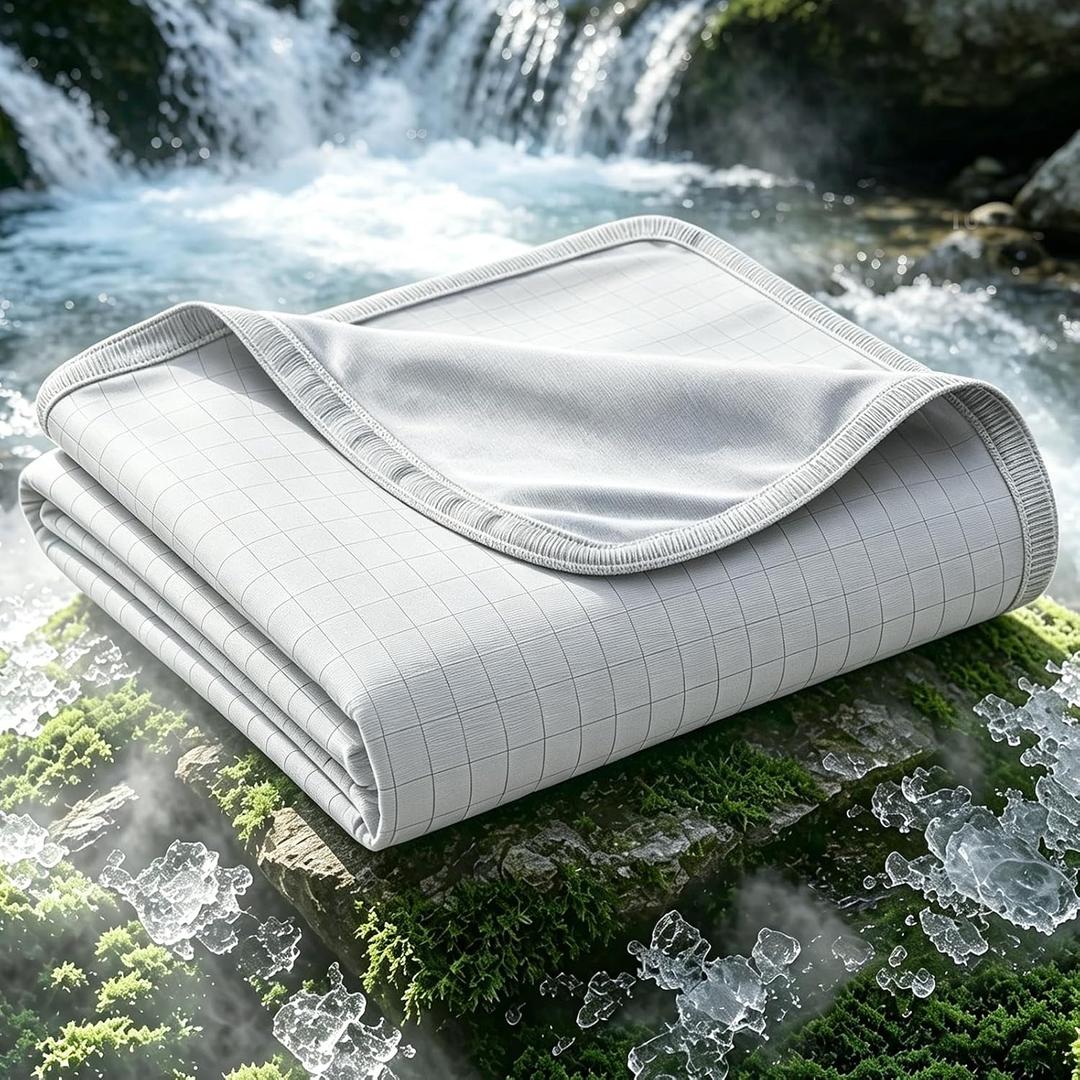 EMME Breathable Cooling Blanket King Size (108"x90"), Q-Max 0.5 Cooling Blankets for Hot Sleepers, Ice Summer Blanket for Nights Sweats, Light Grey Lightweight Sheet for Bed