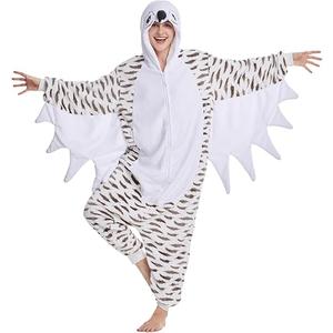 Unisex Owl Costume Halloween Outfit Animal Cosplay Jumpsuit Comfy Flannel Homewear Size XL