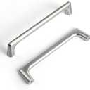 Goo-Ki Satin Nickel Cabinet Pulls with 5'' Hole Centers, Modern Style Zinc Alloy Cabinet Handles for Dresser,Wardrobe,Cupboard- 6 Pack