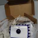 City to Cottage Large Butter Dish with Lid for Countertop, Ceramic Butter Keeper, Butter Container with Knob Handle, Butter Holder Tray with Cover, Handcrafted Navy Blue Stripe Coastal Butter Dish