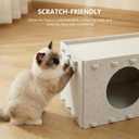 Cat House for Indoor Cats, Scratch Resistance Cat Cave Bed, Felt Peekaboo Cat Hideaway for Large & Multiple Cats Up to 22Lbs, Cream