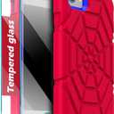 Grifobes for iPhone SE 2022/2020 Case, for iPhone 8/7 / 6 / 6S with [2Pack] Tempered Glass Screen Protector, Heavy Duty Shockproof Protective iPhone SE 3rd/2nd Generation Cover 4.7" Red+Blue