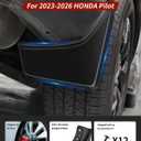 No Drill Mud Flaps for 2023-2026 Honda Pilot, Heavy Duty Front & Rear All Weather Splash Guards Set for LX Sport EX-L Touring Trailsport Elite Black Edition Trims, OEM-Style Black Mud Guards