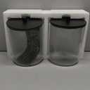 TIPGO Glass Jars for Laundry Room Organization, Laundry Pods Container with 27 Labels, Detergent Holder with Bamboo Lid, Cute Storage Jars, Black (Set of 2)