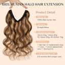 Rich Choices Short Halo Hair Extensions Real Human Hair Wave/Curled Remy Hairs Halo Extension for Women Invisible Wire Hairpiece for Short Hairs 12 Inch #4P27 Medium Brown Highlight Dark Blonde