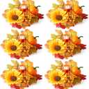 Umigy Set of 6 Fall Votive Candle Holders Thanksgiving Centerpieces Fall Candle Rings Wreaths with Glass Votive Tealight Holders for Table Decor(Maple Leaf, Bright Color)