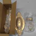 Gold Candle Sconces Set of Two, Brass Color Victorian Royal Wall Sconce, Metal Rustic Candle Holder Baroque Home Wall Decor for Living Room, Dining Room, Bedroom, Fireplace, Hallway, Window