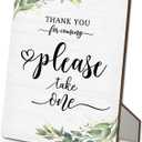 Please Take One Sign 8"X11.2", Wedding Bridal Shower or Baby Shower Welcome Wooden Stand Sign, Thank You for Coming Signs (Green Leaves, 8x11.2 inches)