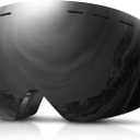 DADA-PRO Ski Goggles Men Women Snowboard Goggles Over Glasses OTG Anti Fog Snow Goggles Frameless, 100% UV Protection (Black (Vlt 10.4% ))