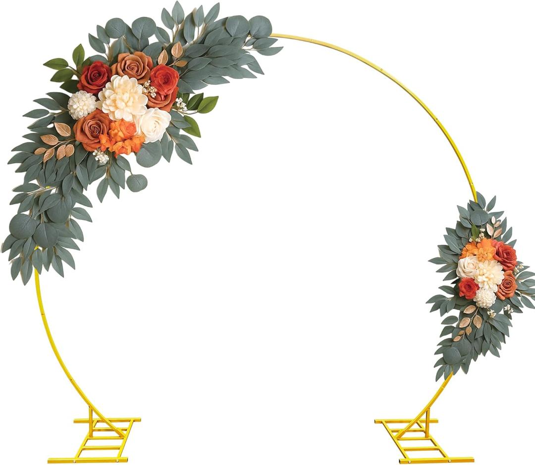 Round Balloon Arch Backdrop Stand Wedding Arch Frame 8FT Gold Metal Circle Backdrop Stand,Bridal Shower Anniversary Booth Background Decoration