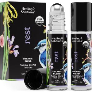 2 x Healing Solutions (2 Pack) Rest Blend Essential Oil Roller & Essential Oil Roll-On Perfume for Calm & Sleep - Organic USDA Certified Body Aromatherapy - Aromatherapy Rollerball (0.33 Fl Oz (Pack of 2))