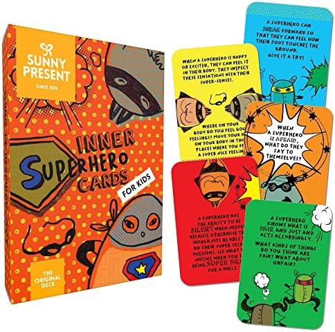 2 Pack Sunny Present Inner Superhero Cards for Kids - 42 Action Cards to Learn Important Skills Through Play: Emotion & Communication Skills, Discover Talents