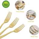 N9R 100PCS Gold Plastic Forks, Solid, Durable and Heavy Duty Gold Plastic Forks Disposable, Perfect Utensils for Parties, Weddings, Thanksgiving, Picnics, Christmas and Daily Use