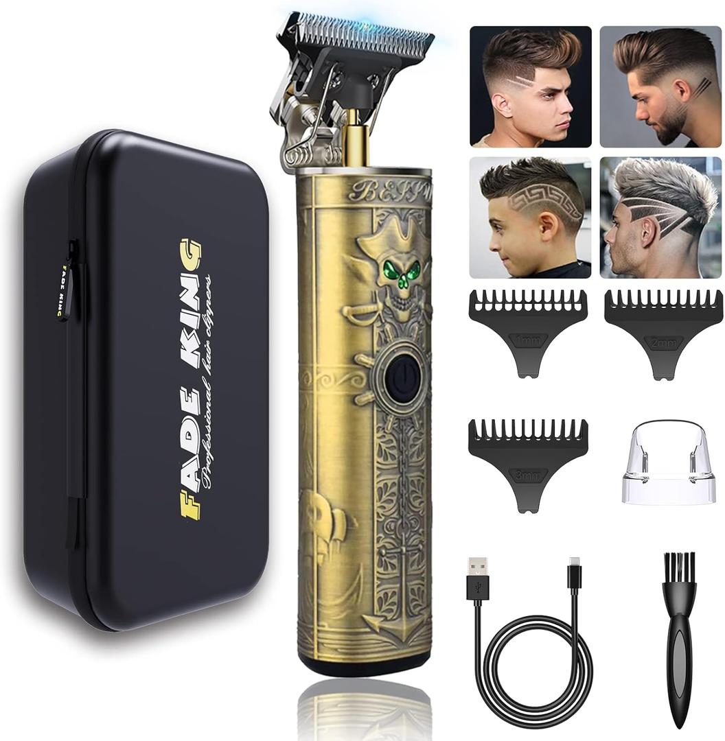 FADEKING Beard Trimmer for Men, Mes Hair Trimmer T-Blade Trimmer Cordless Rechargeable Edgers Clippers Haircut & Grooming Kit with Travel Storage Case
