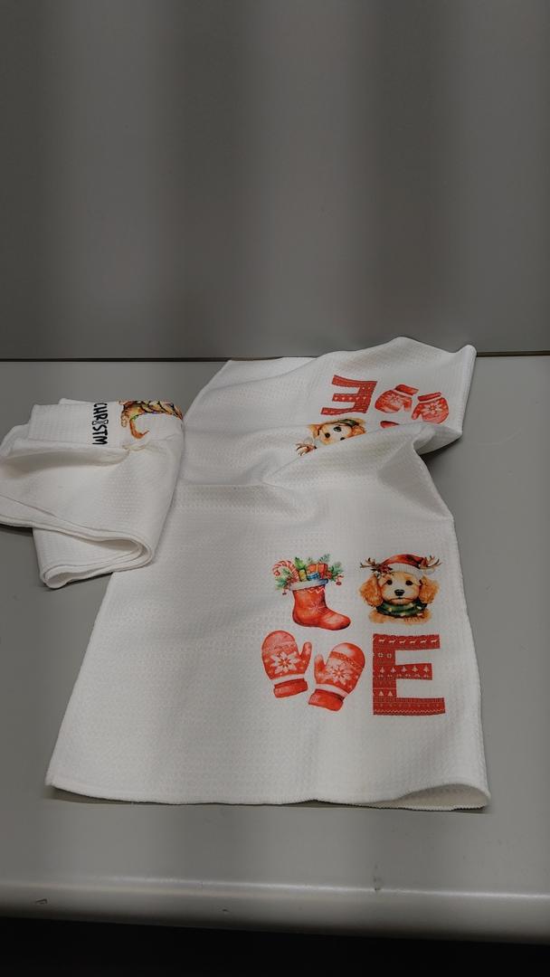 Microfiber Dish Towel Sublimation Blank Towels with print DIY Microfiber Dishes Drying Towel and Kitchen Cleaning Cloth Waffle Towels 16inch X 24inch (2 Pack White)