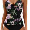B2prity Halter Tankini Swimsuit for Women Tummy Control Two Piece Bathing Suit V Neck Swimwear with Shorts, size: 22W