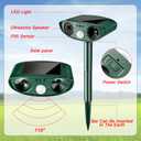 Kittmip Ultrasonic Animal Repellent Outdoor Solar Powered Repeller Deterrent Waterproof Motion Sensor Animal Deterrent (2, Green)