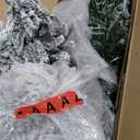 Fraser Hill Farm 10-Ft. Pine Valley Flocked Artificial Christmas Tree with White Incandescent Smart Lights and Stand, Prelit Foldable Fake Tree with Realistic Snowy Foliage for Home Decoration