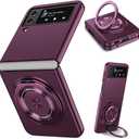 Compatible with Samsung Galaxy Z Flip 4 Case, Magnetic Hinge Protection Shockproof Matte PC with Non-Slip Grip Protective Cover for Samsung Galaxy Z Flip 4 5G (Purple)