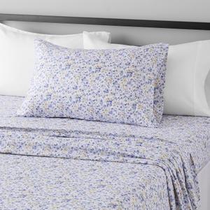Amazon Basics Lightweight Super Soft Easy Care Wrinkle Free Microfiber 3 Piece Bed Sheet Set with 14-Inch Deep Pockets, Twin, Blue Floral, Floral, Kids, Men & Women Bedding