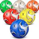 Deekin 6 Pcs Deflated Soccer Ball with Pump Official Outside Sport Soccer Machine Stitched Ball for Indoor Sport Training Practice Birthday Gift for Child Adult (Size 5)