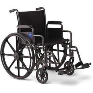 Medline Comfortable Folding Wheelchair with Swing-Back Desk-Length Arms and Swing-Away Footrests, 16”W x 16”D Seat