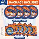 48Pcs Dart War Paper Plates and Napkins Dart War Party Decorations Blue and Orange Birthday Party Supplies Battle Video Game Disposable Tableware Set for Kids Boys' Birthday Baby Shower Serves 24
