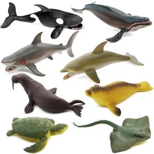 Sea Animal Toy Set, 7 pcs Animal Sea Figures Ocean Toy for Kids, Realistic Set for Sea Lovers, Includes Great White Shark, Dolphin, White Shark, Whale for Age 3+, Gift for Christmas