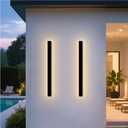 Modern Outdoor Wall Lights, 2 Pack 47 Inch Long Outdoor Wall Sconces with Junction Box Cover 3000K LED Wall Mount Exterior Light Fixture IP65 Waterproof Outside Wall Lights for House Garage