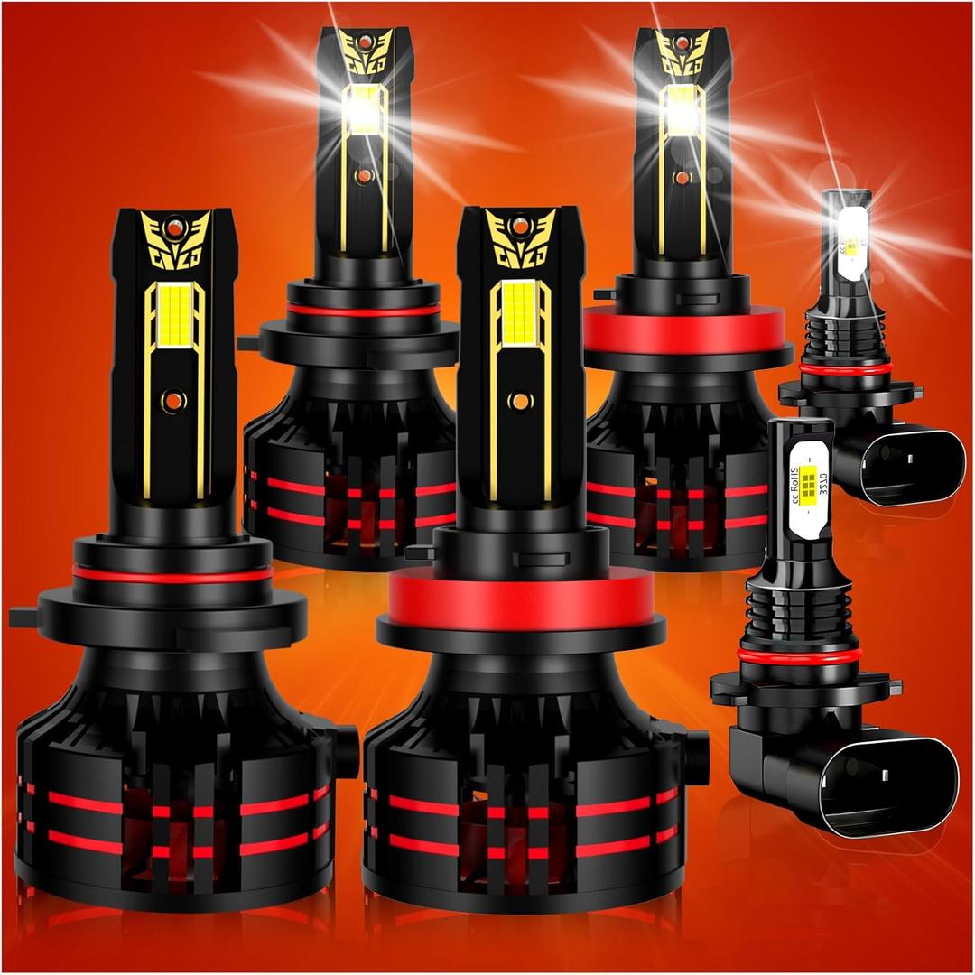 Compatible for DODGE RAM 1500 2500 3500 2009 2010 2011 2012 2013 2014 2015 2016 2017 2018 Driving Light Bulbs Combo, 6500K White 800% Brightness, Direct Installation, 6-Pack