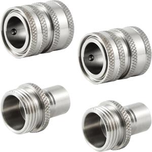Raincovo Garden Hose Quick Connect, Stainless Steel Water Hose Fitting, Quick Release Hose Connector, 3/4 Inch GHT