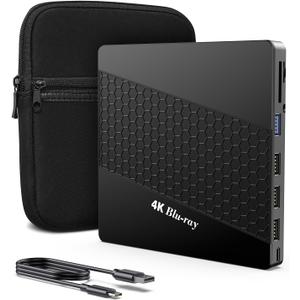 External 4k Blu Ray Drive for Pc,Portable 4k UHD Blu Ray Player,SD/TF Port with Carry Case, US8 3.0 HD Blu-Ray Player,DVD+/-RW External Optical Drive for MacBook Pro Windows Laptop