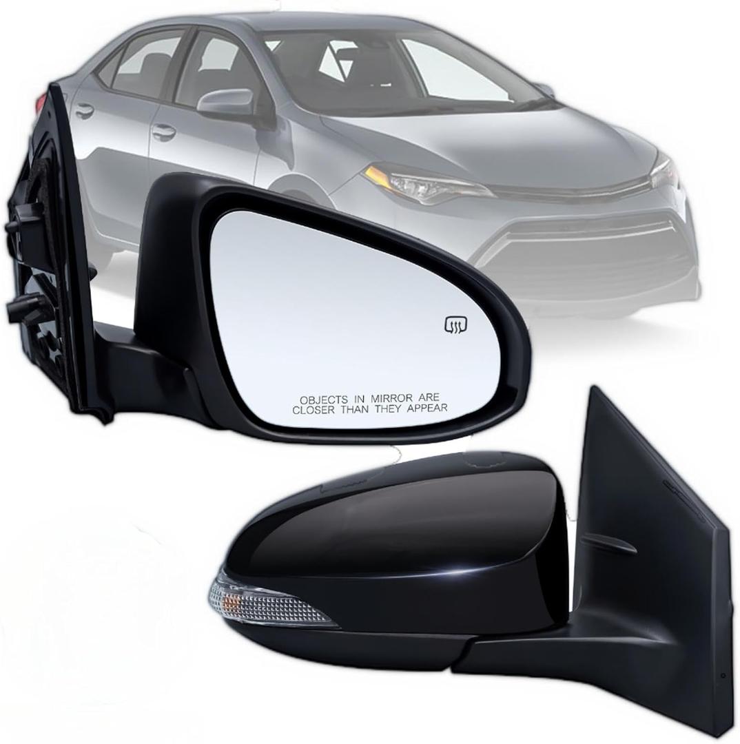 Right Passenger Side Mirror Compatible With Toyota Corolla 2014-2018 With Heated Turn Signal Light 7-Pins Power Glass Rear View Mirror (Black)