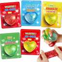 Valentines Day Gifts Cards for Kids, 24 Pack Heart Stress Balls with Greeting Cards, Stretchy Toy Balls Bulk Gift for Kids Classroom Exchange Prizes, Squeeze Fidget Toys for Party Favor