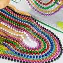 EOBOH 144PCS Mardi Gras Beads, Metallic 12 Kinds Bead Necklace Party Supplies, 33" Mardi Gras Necklace Costume Stuff, Festival Parade Throw Accessories for Wedding Birthday Celebrations Decorations