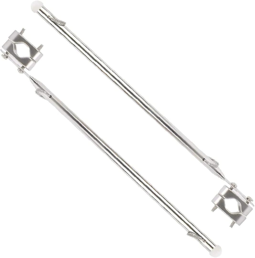 NovelBee 2 Pack of 15.35 Inch Stainless Steel Flag Pole Rail Mount from 7/8" to 1-1/4" for Boat Yacht Marine