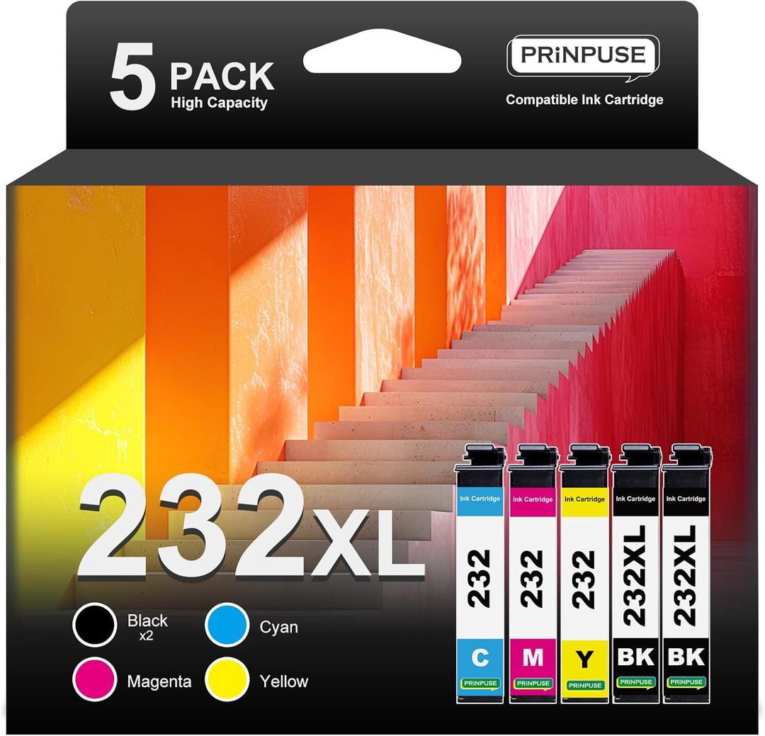 232XL Ink Cartridges Remanufactured Replacements for Epson 232 232XL Ink Cartridges Combo Pack T232 Work with Printer Expression Home XP-4200 XP-4205 Workforce WF-2950 WF-2930 (5 Pack)