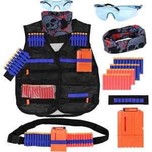 Kids Tactical Vest Kit for NERF Guns with Reload Clips, Refill Darts, Wrist Band, Tactical Mask Protective Glasses and Darts Belts for Boys Girls Birthday Thanksgiving